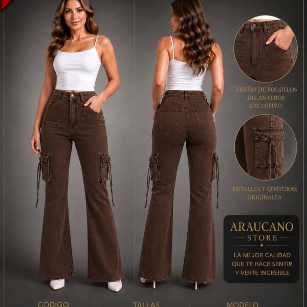 jeans flare cargo 9298