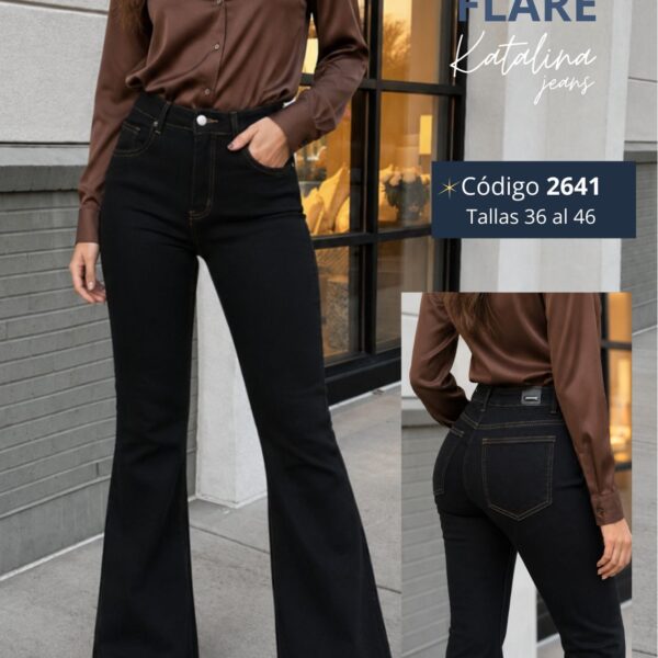 flare elasticado tiro alto push up